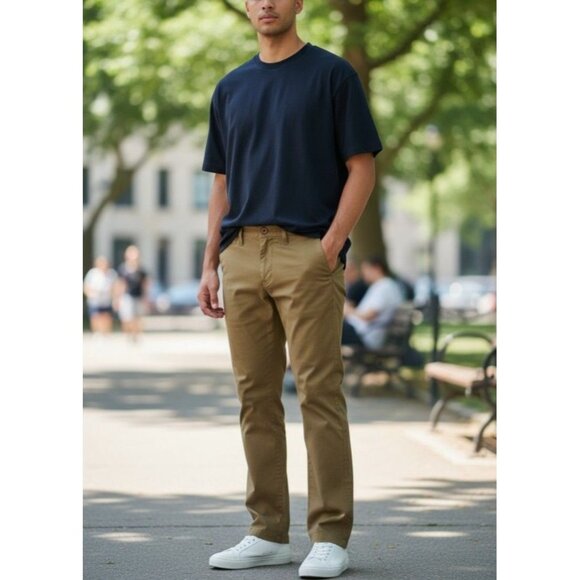 Quiksilver Mens Khaki Chino Pants Size 32 Regular Cotton Blend - Picture 1 of 11